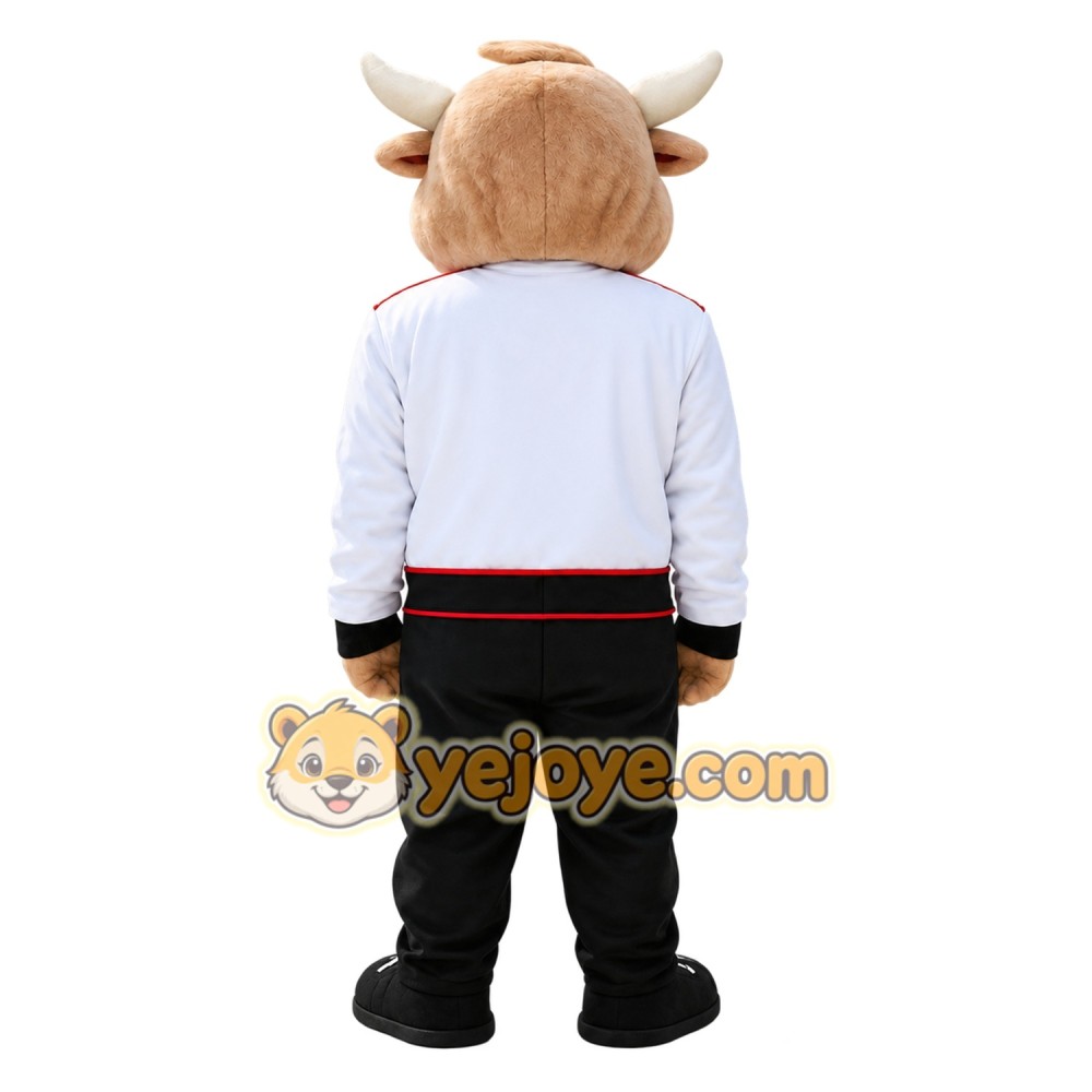 Tan White Black Bull Mascot Costume