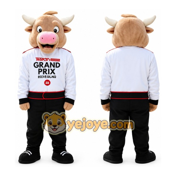 Tan White Black Bull Mascot Costume