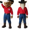 Brown Red Blue Horse Cowboy Mascot Costume