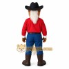 Brown Red Blue Horse Cowboy Mascot Costume Brown Red Blue Horse Cowboy Mascot Costume