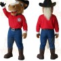 Brown Red Blue Horse Cowboy Mascot Costume