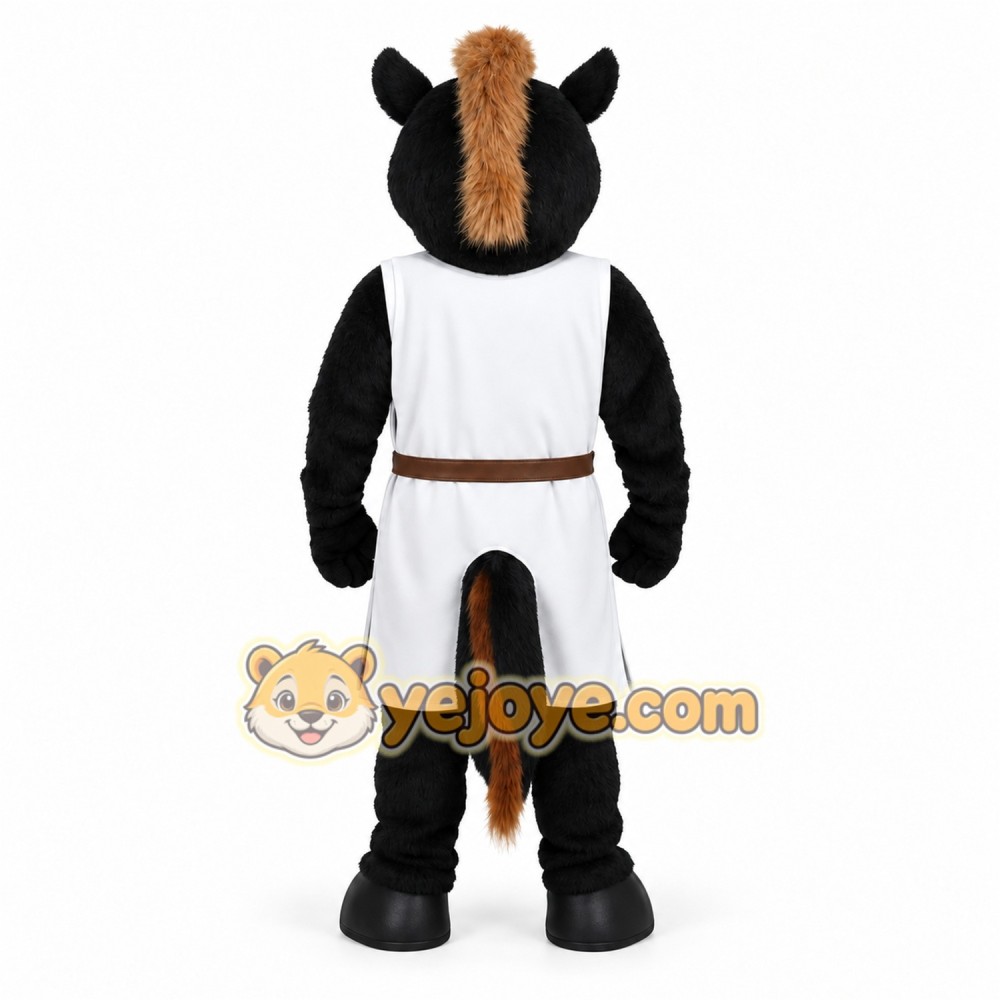 Black White Brown Knight Horse Mascot Costume Black White Brown Knight Horse Mascot Costume