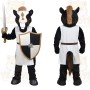 Black White Brown Knight Horse Mascot Costume
