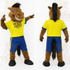Brown Horse Yellow Blue Sports Mascot Costume