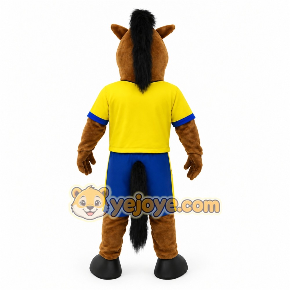Brown Horse Yellow Blue Sports Mascot Costume Brown Horse Yellow Blue Sports Mascot Costume
