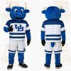 Blue White Horned Bull Mascot Costume