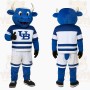 Blue White Horned Bull Mascot Costume