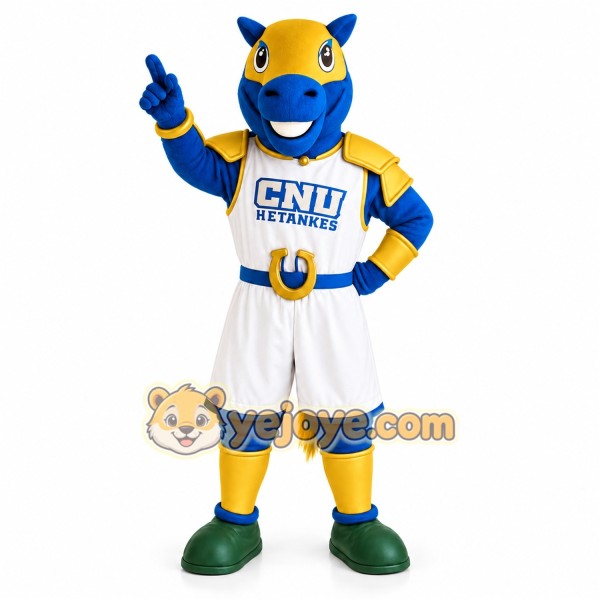 Blue Yellow White Horse Mascot Costume