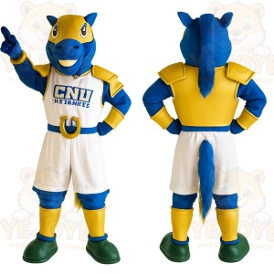 Blue Yellow White Horse Mascot Costume