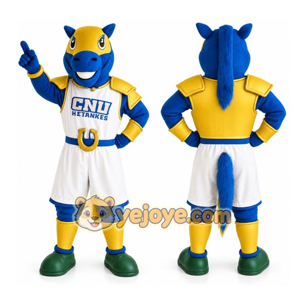 Blue Yellow White Horse Mascot Costume