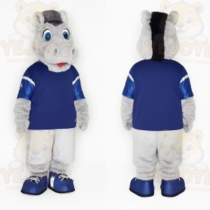 Gray Blue Horse Mascot Costume
