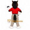 Brown White Horse Red Shirt Mascot Costume Brown White Horse Red Shirt Mascot Costume