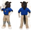 Brown White Horse With Blue Shirt Mascot Costume