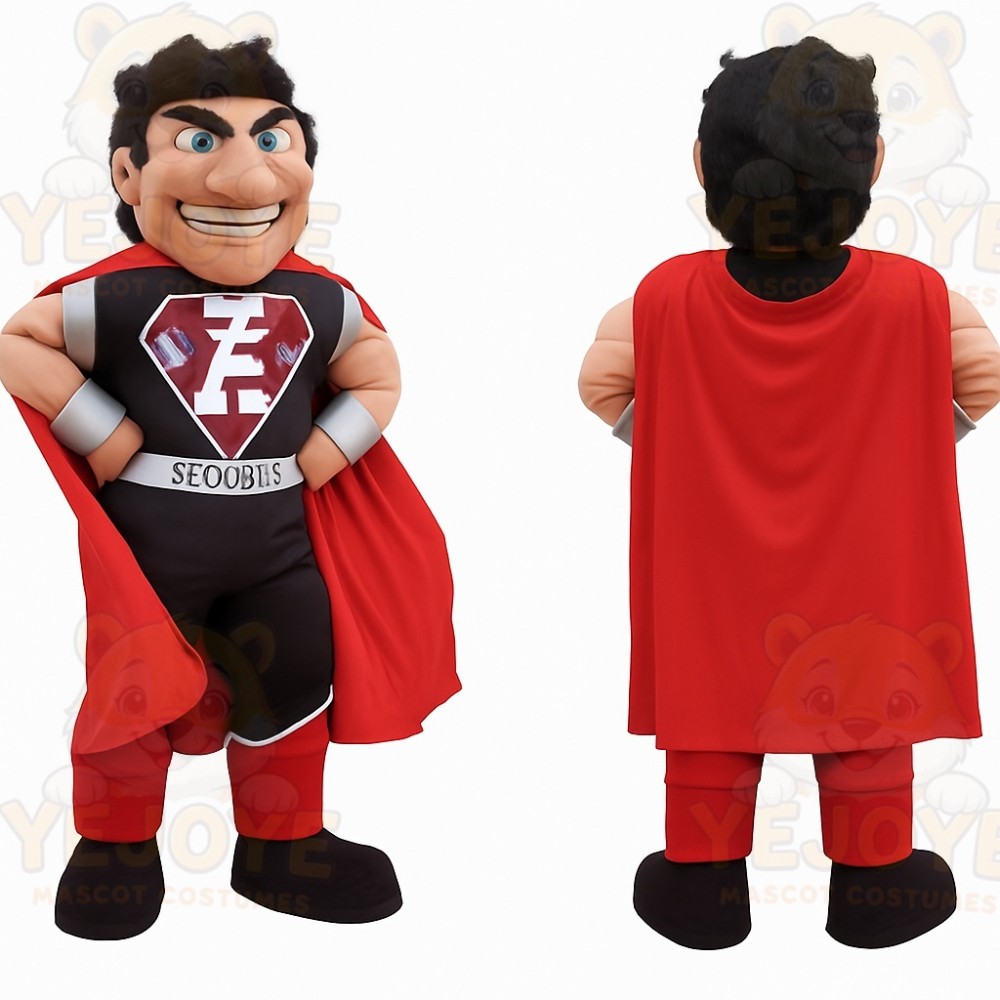 Red Black Superhero Man Mascot Costume