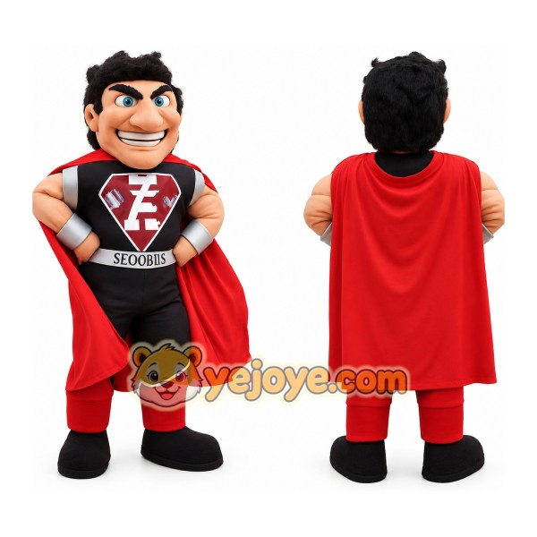 Red Black Superhero Man Mascot Costume