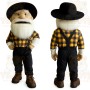 Yellow Black Bearded Lumberjack Mascot Costume