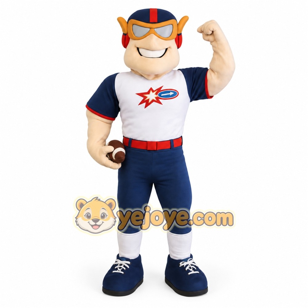 Navy Red White Football Player Mascot Costume Navy Red White Football Player Mascot Costume