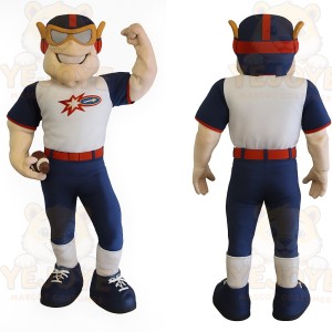 Navy Red White Football Player Mascot Costume