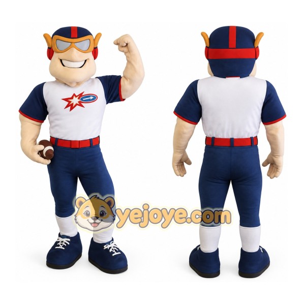 Navy Red White Football Player Mascot Costume
