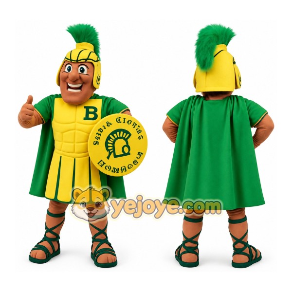 Green Yellow Spartan Warrior Mascot Costume