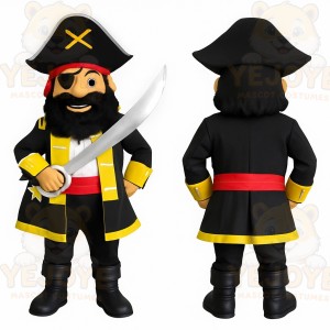 Black Yellow Red Pirate Mascot Costume