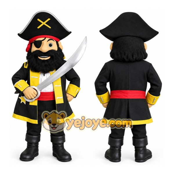 Black Yellow Red Pirate Mascot Costume