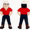 Red Navy Construction Worker Mascot Costume
