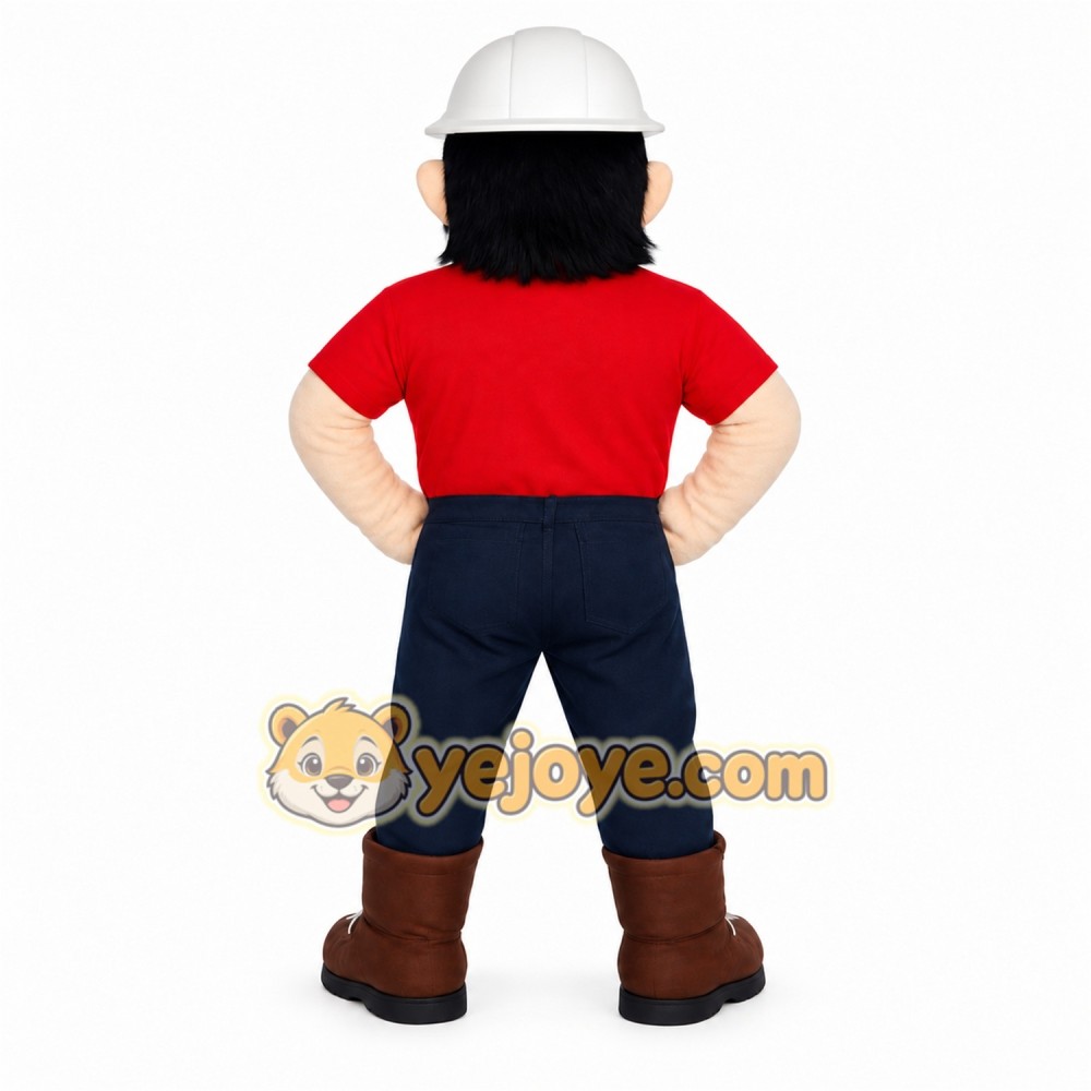 Red Navy Construction Worker Mascot Costume