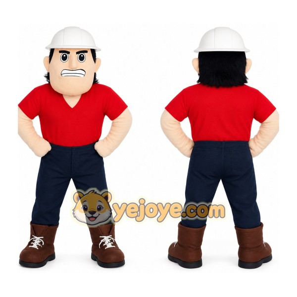 Red Navy Construction Worker Mascot Costume