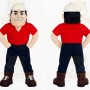 Red Navy Construction Worker Mascot Costume