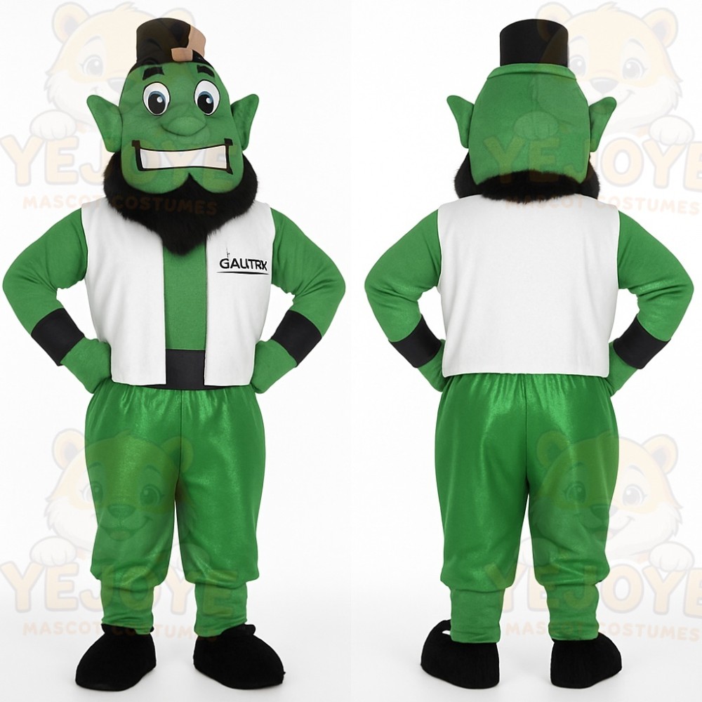 Green White Bearded Goblin Mascot Costume