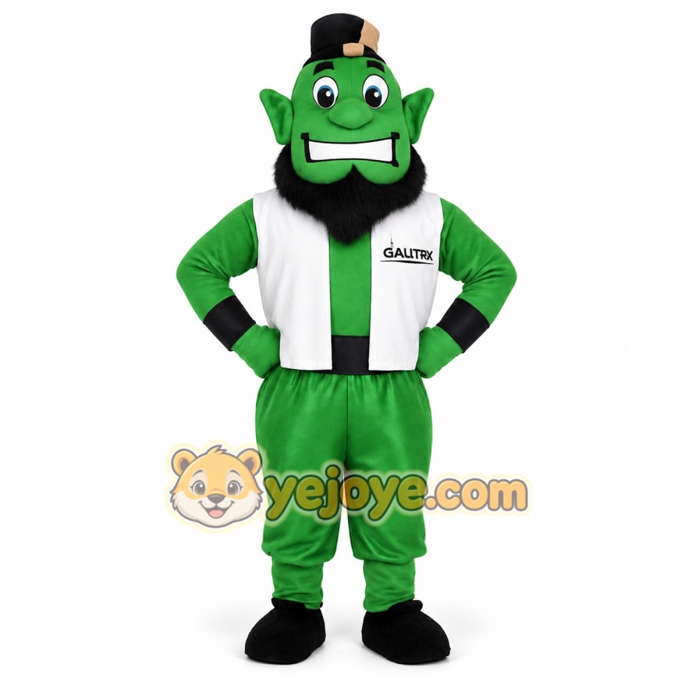 Green White Bearded Goblin Mascot Costume Green White Bearded Goblin Mascot Costume
