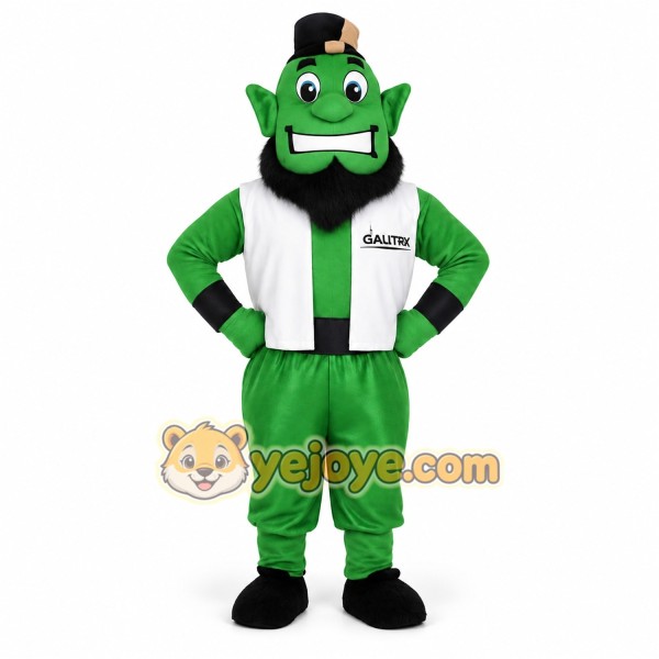 Green White Bearded Goblin Mascot Costume