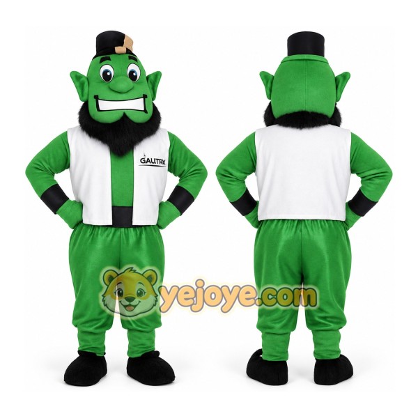 Green White Bearded Goblin Mascot Costume