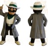 Gray Green Detective Mascot Costume