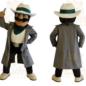 Gray Green Detective Mascot Costume