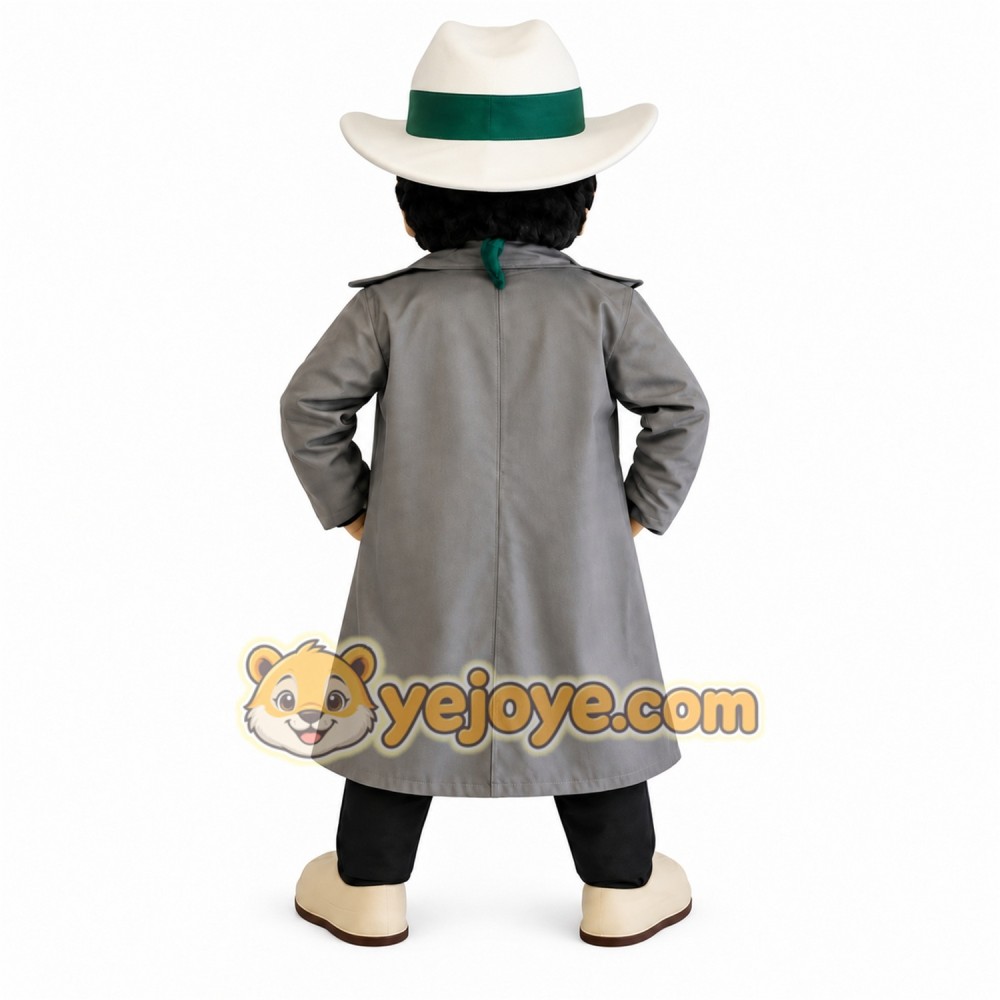 Gray Green Detective Mascot Costume Gray Green Detective Mascot Costume