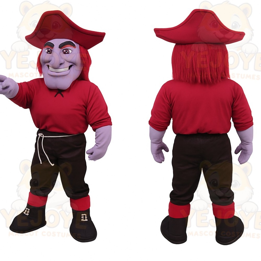 Red Purple Black Pirate Mascot Costume