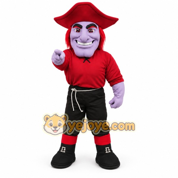 Red Purple Black Pirate Mascot Costume