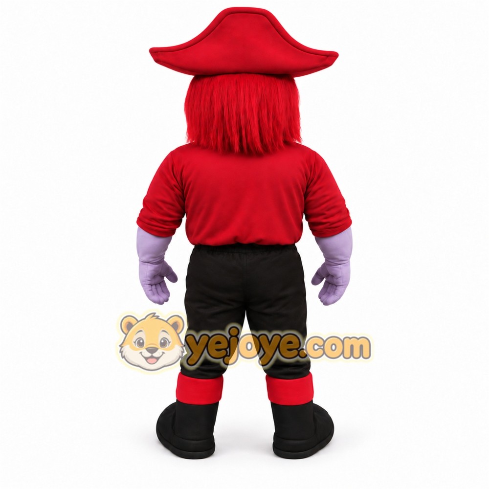 Red Purple Black Pirate Mascot Costume Red Purple Black Pirate Mascot Costume