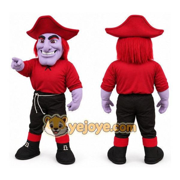 Red Purple Black Pirate Mascot Costume