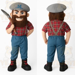 Red Blue Bearded Lumberjack Mascot Costume