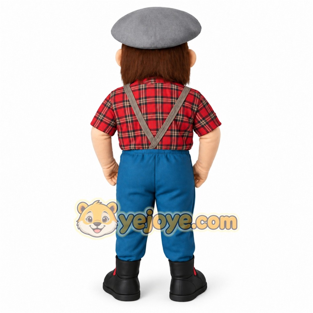 Red Blue Bearded Lumberjack Mascot Costume