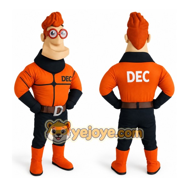 Orange Black Red Haired Nerd Mascot Costume