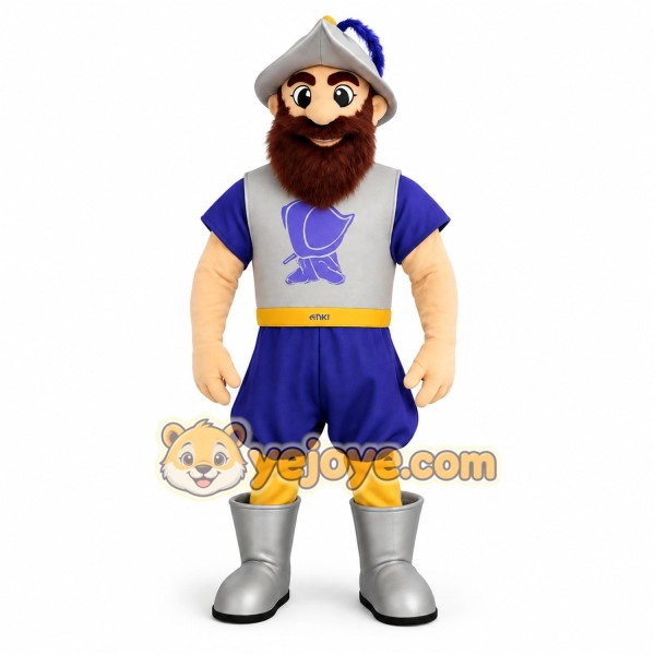 Silver Purple Bearded Knight Mascot Costume