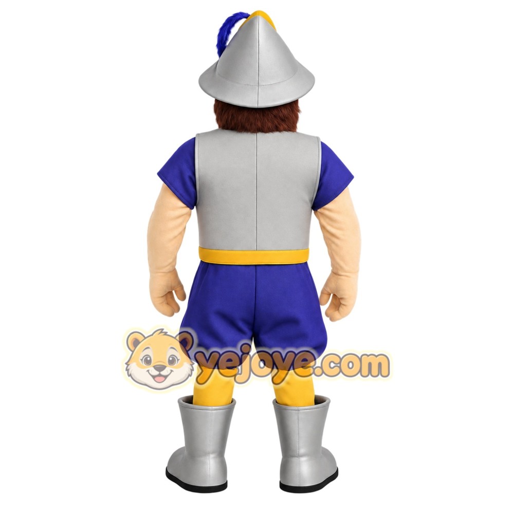 Silver Purple Bearded Knight Mascot Costume Silver Purple Bearded Knight Mascot Costume