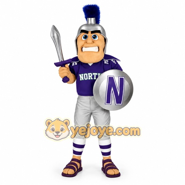 Purple Silver Spartan Warrior Mascot Costume