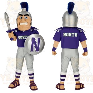Purple Silver Spartan Warrior Mascot Costume