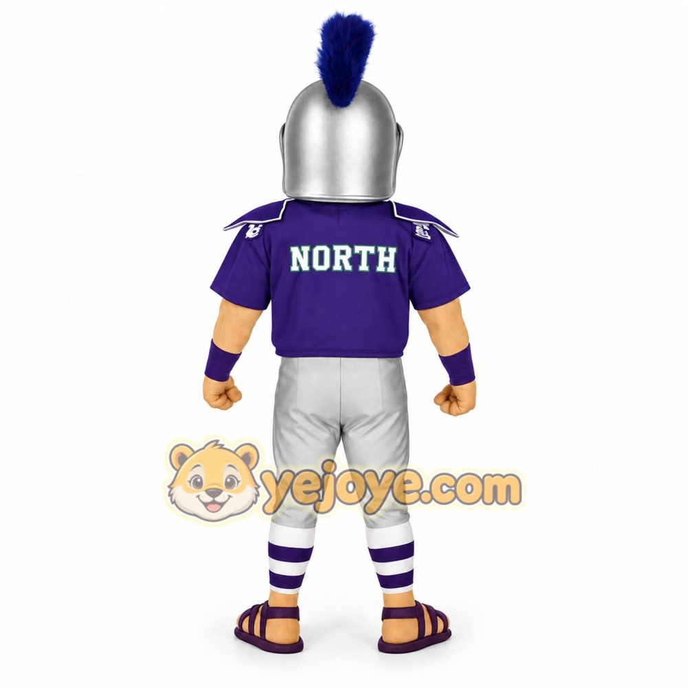 Purple Silver Spartan Warrior Mascot Costume Purple Silver Spartan Warrior Mascot Costume