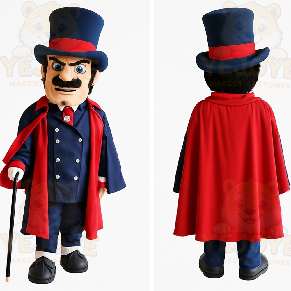 Navy Red Gentleman Mascot Costume